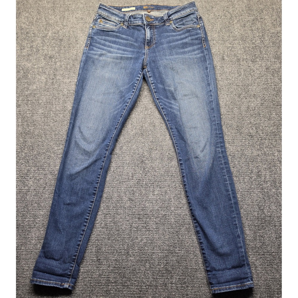 Kut from the Kloth Mia Toothpick Skinny Jeans Medium Wash Blue Denim Women 2